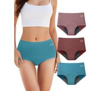TANSTC Period Pants for Women, 60ML Absorbency Heavy Flow Leakproof Cotton Menstrual Knickers, Soft Breathable High Waist Underwear with Extra Protection, Postpartum Washable, Pack of 3