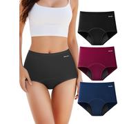 TANSTC Period Pants for Women, 60ML Absorbency Heavy Flow Leakproof Cotton Menstrual Knickers, Soft Breathable High Waist Underwear with Extra Protection, Postpartum Washable, Pack of 3