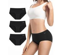 TANSTC Period Pants for Women, 60ML Absorbency Heavy Flow Leakproof Cotton Menstrual Knickers, Soft Breathable High Waist Underwear with Extra Protection, Postpartum Washable, Pack of 3 Black