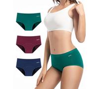 TANSTC Period Pants for Women, 60ML Absorbency Heavy Flow Leakproof Cotton Menstrual Knickers, Soft Breathable High Waist Underwear with Extra Protection, Postpartum Washable, Pack of 3 Multicolor