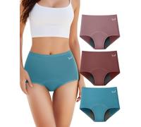 TANSTC Period Pants for Women, 60ML Absorbency Heavy Flow Leakproof Cotton Menstrual Knickers, Soft Breathable High Waist Underwear with Extra Protection, Postpartum Washable, Pack of 3