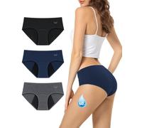 TANSTC Period Pants Heavy Flow 60ML Absorbency Period Underwear for Women Extra Protection Soft Breathable Leakproof Washable Menstrual Knickers Pack of 3,Black&navy&dark Floral Grey,M