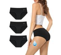 TANSTC Period Pants Heavy Flow 60ML Absorbency Period Underwear for Women Extra Protection Soft Breathable Leakproof Washable Menstrual Knickers Postpartum Underwear Pack of 3,Black,M
