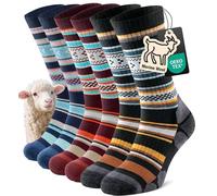 TANSTC Thermal Socks for Men Women Merino Wool Socks Warm Thick Socks Winter Walking Hiking Socks Cushioned Moisture Wicking Cozy Outdoor Boot Socks 3 Pairs,Black Red Blue,L