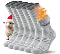 TANSTC Thermal Socks for Women Merino Wool Warm Winter Thick Socks Breathable Hiking Walking Socks Cushioned Moisture Wicking Boot Socks for Outdoor 3 Pairs,Grey,S