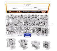 Tanstic 100Pcs 4 Sizes Furniture Connecting Cam Lock Fittings, Fastener Cabinet Connectors Hardware Bolts Furniture Connecting Lock Nut for Furniture Connecting