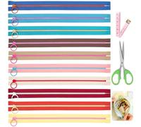 Tanstic 10Pcs 30cm/11.8inch Resin Zipper with Ring Pulls Non Separating Zippers Nylon Zippers for Sewing Craft DIY (10 Colors)