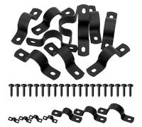 Tanstic 10Pcs Black Two Hole Pipe Strap, 1” Two Hole Strap U Bracket Rigid Pipe Strap Pipe Strap Clamp with Phillips Modified Truss Head Wood Screws for Fixing Pipe, Conduit, U Bracket