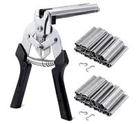 Tanstic 1201Pcs Type M Hog Nail Ring Pliers Kit, including Hog Ring Pliers Hand Tools Clamp Upholstery Installation Repair Hand Tools with 1200Pcs M Clips Galvanized Steel Nails for Fence Fastening