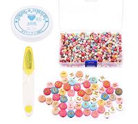 Tanstic 1202Pcs Acrylic Letter Beads Kit, Including Sorted Alphabet Beads Spacer Loose Bead Round A-Z Alphabet Bead Colored Letter Bead with Elastic String and Scissors for Jewelry Making