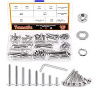 Tanstic 141Pcs M6-1 Flanged Button Head Socket Cap Screws Bolts Hex Nuts Kit, M6-1 x 16mm 20mm 25mm 30mm 35mm 40mm 45mm 50mm 304 Stainless Steel Fasteners Bolts Allen Hex Bolts Full Thread