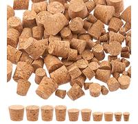 Tanstic 150Pcs 10 Sizes Tapered Cork Plugs Wooden Wine Bottle Cork Stoppers Natural Soft Wood Corks Replacement Corks for Wine Beer Bottle, Glass Bottles