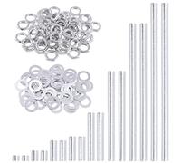 Tanstic 160Pcs Lamp Rod Thread Lamp Pipe DIY Lamp Repair Hardware Assortment Including 32Pcs 8 Sizes Lamp Pipe Nipples, 64Pcs Washers, 64Pcs Lock Nuts