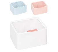 Tanstic 1Pc Plastic Qtip Holder Dispenser with Lid, 2 Slot Qtip Dispenser Apothecary Jar, Bathroom Qtip Storage Organizer for Cotton Ball, Cotton Swab, Cotton Round Pads (White)
