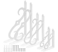 Tanstic 2 Pack 5 Inch Decorative Shelf Brackets, Heavy Duty Metal Wall Mounted Floating Shelf Bracket, L Shape Corner Brace Shelf Support Angle Brackets with Screws for DIY Open Shelving (White)