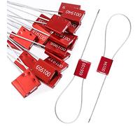 Tanstic 20 Red Steel Security Seals with Aluminum Body, Numbered Pull Tight Anti-Tamper Tags, Unique ID Recognition