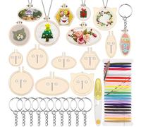Tanstic 20pc Mini Embroidery Kit, Including Round, Oval & Animal Shaped Wooden Hoops, Small Tinny Ring Embroidery Circles for Art, Craft, Sewing & Hanging Ornaments, Home Decor