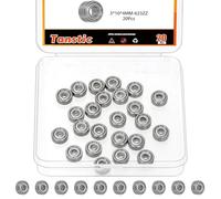 Tanstic 20pcs 623ZZ 3x10x4mm High-carbon Steel Ball Bearings kit, Double Shielded Bearings, Deep Groove Bearings, High Speed Bearings, Small Bearing for Skateboard, 3D Printer, Motors, Fidget Spinner