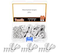 Tanstic 20Pcs Keyhole Hangers Keyhole Hanging Plate Keyhole Picture Hanger Picture Frame Hanging Plate with Screws for Mirror Picture Frame(Silver)