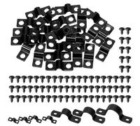 Tanstic 25Pcs Black Two Hole Pipe Strap, 3/16” Two Hole Strap U Bracket Rigid Pipe Strap Pipe Strap Clamp with Phillips Modified Truss Head Wood Screws for Fixing Pipe, Conduit, U Bracket
