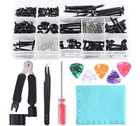 Tanstic 271Pcs Electric Guitar Screws Kit with Springs, Tweezers, Screwdriver, 3Pcs Heart Shape Picks, Cleaning Cloth, 3 in 1 Guitar Maintenance Tool for Electric Guitars Repair and DIY Work