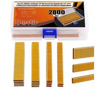 Tanstic 2800Pcs 18 Gauge 1/4" Narrow Crown Staples Kit, 1/2", 3/4", 1" Heavy Duty Galvanized Narrow Crown Finish Staples for Pneumatic Electric Stapler (Gold)