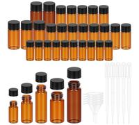 Tanstic 28Pcs Brown Glass Bottles with Screw Caps Small Liquid Sample Bottles Leak-Proof Bottle with Dropper and Funnel for Toners Essential Oil Reagent(5ml 10ml 15ml 20ml 30ml)