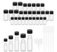 Tanstic 28Pcs Clear Glass Vials with Screw Caps Small Liquid Sample Vials Leak-Proof Vial with Dropper and Funnel for Toners Essential Oil Reagent(5ml 10ml 15ml 20ml 30ml)