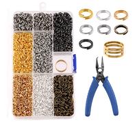 Tanstic 350 Pcs Split Jump Rings Set, 1/4" 7 Colors Double Closed & Loop Jump Rings with Opener & Pliers for DIY Jewelry Craft