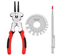 Tanstic 3Pcs 8 Inches Mig Welding Pliers with Stainless Steel Wire Gauge and Tungsten Carbide Scriber with Magnet, Multifunctional Welding Pliers for Wire Cutting and Round Dual-Sided Wire Gauge
