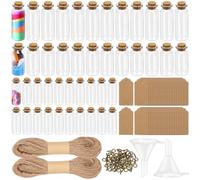 Tanstic 44Pcs 5ml 10ml 18ml Mini Glass Bottles with Cork Stoppers, Wishing Bottle with Eye Pins, Label Tags, Funnels, Twine for Arts Crafts, Decorations