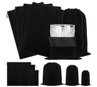 Tanstic 4Pcs Silver Storage Bags, 11.81" x 15.74"/ 300 x 400mm Anti Tarnish Storage Bag Black Fabric Cloth Bags for Silverware, Silverplate, Flatware, Jewelry Storage