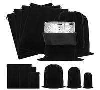Tanstic 4Pcs Silver Storage Bags, 17.71" x 17.71"/ 450 x 450mm Anti Tarnish Storage Bag Black Fabric Cloth Bags for Silverware, Silverplate, Flatware, Jewelry Storage