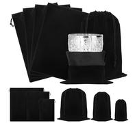 Tanstic 4Pcs Silver Storage Bags, 7.87" x 11.81"/ 200 x 300mm Anti Tarnish Storage Bag Black Fabric Cloth Bags for Silverware, Silverplate, Flatware, Jewelry Storage