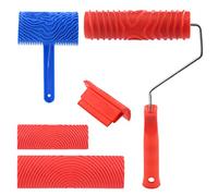 Tanstic 4Pcs Wood Graining Painting Tool Set, Red Blue Rubber Wood Grain Tool and Rubber Empaistic Wood Texture Pattern Roller with Handle for Wall Floor Furniture DIY Room Decoration