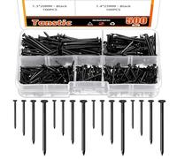 Tanstic 500Pcs 4 Sizes Hardware Nails Assortment Kit Finishing Nails Nails for Hanging Pictures Small Nails Wall Nails for Picture Hanging Woodworking(Black)