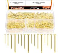 Tanstic 500Pcs 4 Sizes Hardware Nails Assortment Kit Finishing Nails Nails for Hanging Pictures Small Nails Wall Nails for Picture Hanging Woodworking(Golden)