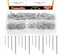Tanstic 500Pcs 4 Sizes Hardware Nails Assortment Kit Finishing Nails Nails for Hanging Pictures Small Nails Wall Nails for Picture Hanging Woodworking(Silver)