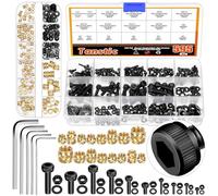 Tanstic 595Pcs M2 M2.5 M3 M4 M5 Hex Socket Head Cap Screws Bolts and Nuts and Washers Kit, Machine Screws Nuts and Bolts with Washers, Hex Wrench, Threaded Inserts(Black)