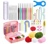 Tanstic 59Pcs Crochet Kit for Beginners, Crochet Hooks Set with Crochet Yarn, Stitch Markers, Ruler, Crochet Needles, Storage Bag and Knitting Crochet Supplies for Crocheting Crafts