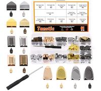 Tanstic 60 Sets 3 Styles 4 Colors Alloy Zipper Stopper with Screws, Zipper Ends Pull Top Stoppers Tail Clips, Rectangle Triangle Thumb Bottom Repair Replacement Pull End Tips for Zipper Repair