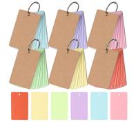 Tanstic 600Pcs Index Cards, 2.12 x 3.54 Inch 6 Colors Colored Flash Cards with Ring, Punched Note Cards Flashcards Index Cards Notecards for School Office Studying, Learning, Memory