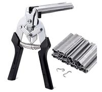 Tanstic 601Pcs Type M Hog Nail Ring Pliers Kit, including Hog Ring Pliers Hand Tools Clamp Upholstery Installation Repair Hand Tools with 600Pcs M Clips Galvanized Steel Nails for Fence Fastening