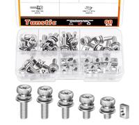 Tanstic 60Pcs Battery Bolts and Nuts Battery Terminal Nuts and Bolt ATV Battery Bolt Motorcycle Battery Bolts for ATV Bike Scooter(M6x10/12/16/18/20mm)