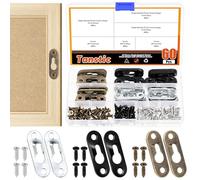 Tanstic 60Pcs Single Keyhole Hangers Keyhole Hanging Plate Keyhole Picture Hanger Picture Frame Hanging Plate with Screws for Mirror Picture Frame(45 x 16mm, Black, Bronze, Silver)