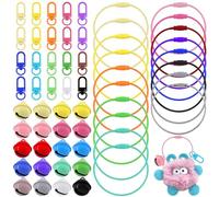 Tanstic 60Pcs Steel Wire Keychain and Lobster Claw Clasps and Jingle Bells Kit, 0.06” x 5.9" Stainless Steel Wire Key Rings, 0.86" Metal Craft Bells, 1.29" Swivel Lanyards Snap Hooks for Keys