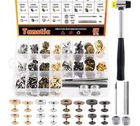 Tanstic 69 Sets 14mm & 18mm 4 Color Round Magnetic Snap Sets - Double-Sided Leather Snaps with 5Pcs Magnetic Button Tool and Hammer