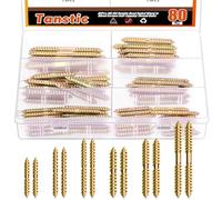 Tanstic 80Pcs M6 M8 Hanger Bolts Double Ended Bolts Self-Tapping Screw Wood Dowel Screw for Wood Furniture(Color Zinc)