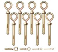Tanstic 8pcs M10 Heavy Duty Carbon Steel Gold Tone Eyebolts for Wall Ceiling Concrete Masonry