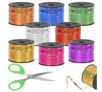 Tanstic 9Pcs Shiny Curling Ribbon Set, 800 Yards Total Assorted Colors Metallic Balloon, Crimped Balloon Ribbon String Ideal for Gift Box Wrapping, Party Birthday Decorations, Christmas Decor